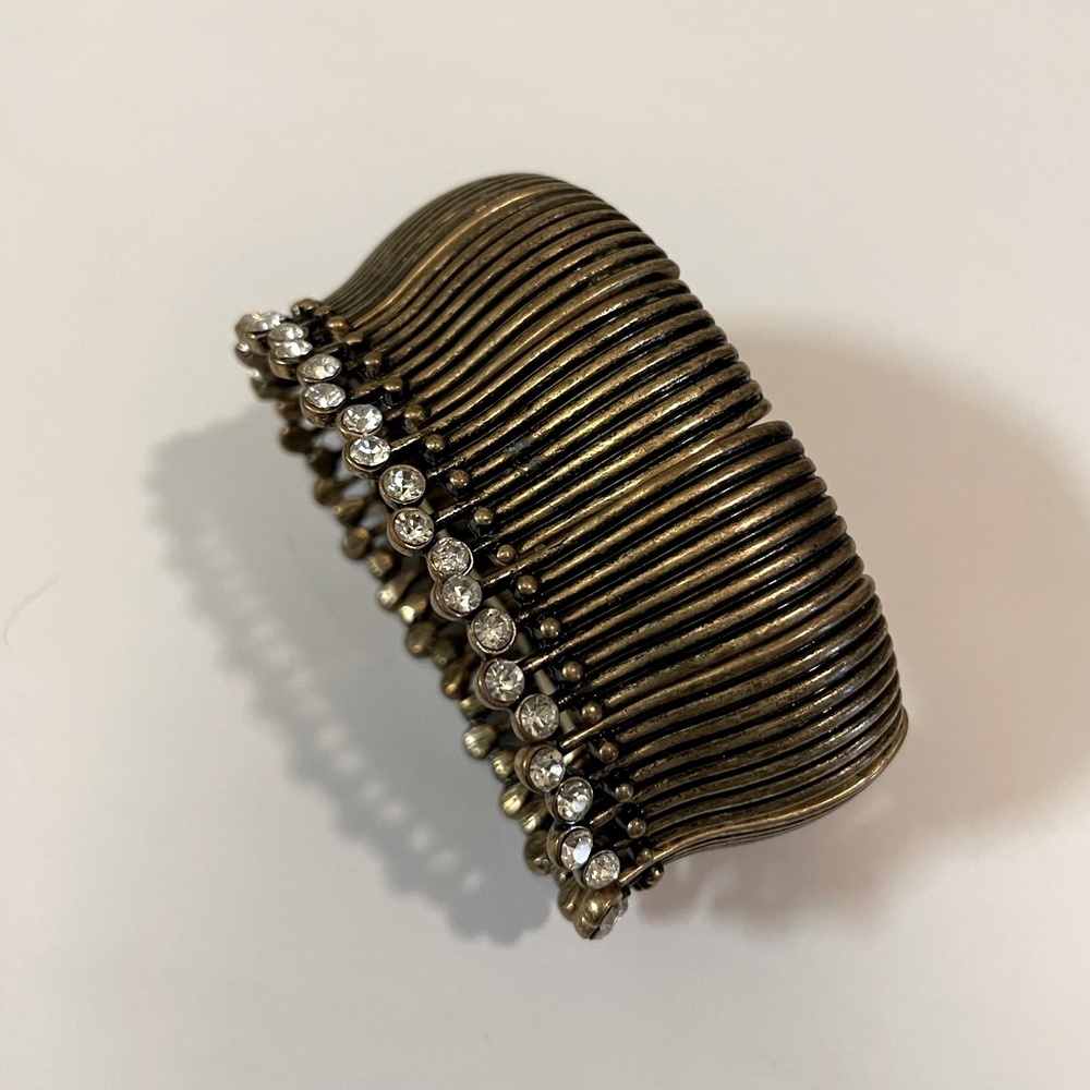 Brass wedding bracelet / cuff with rhinestones